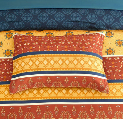 Boho King Comforter Set folded neatly, demonstrating its lightweight, easy-care microfiber material.