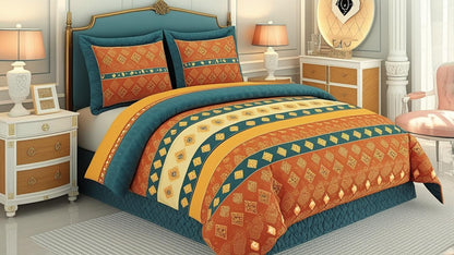In-use display of the Boho King Comforter Set in a warm, inviting room, enhancing the bohemian decor style.