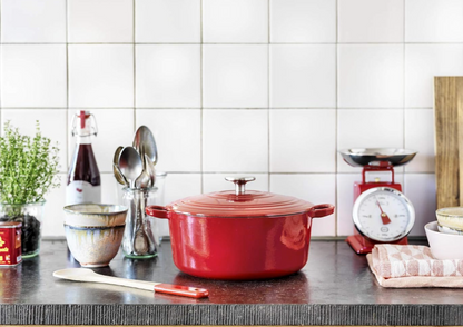 The pristine interior of the BK Bourgogne cast iron dutch oven, perfect for easy cleaning and food release.