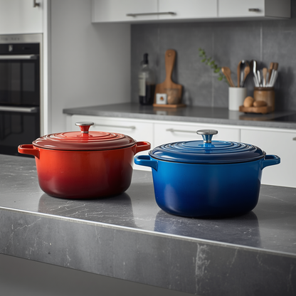 A collection of delicious meals featuring the BK Bourgogne cast iron dutch oven, ideal for heat retention and flavor.