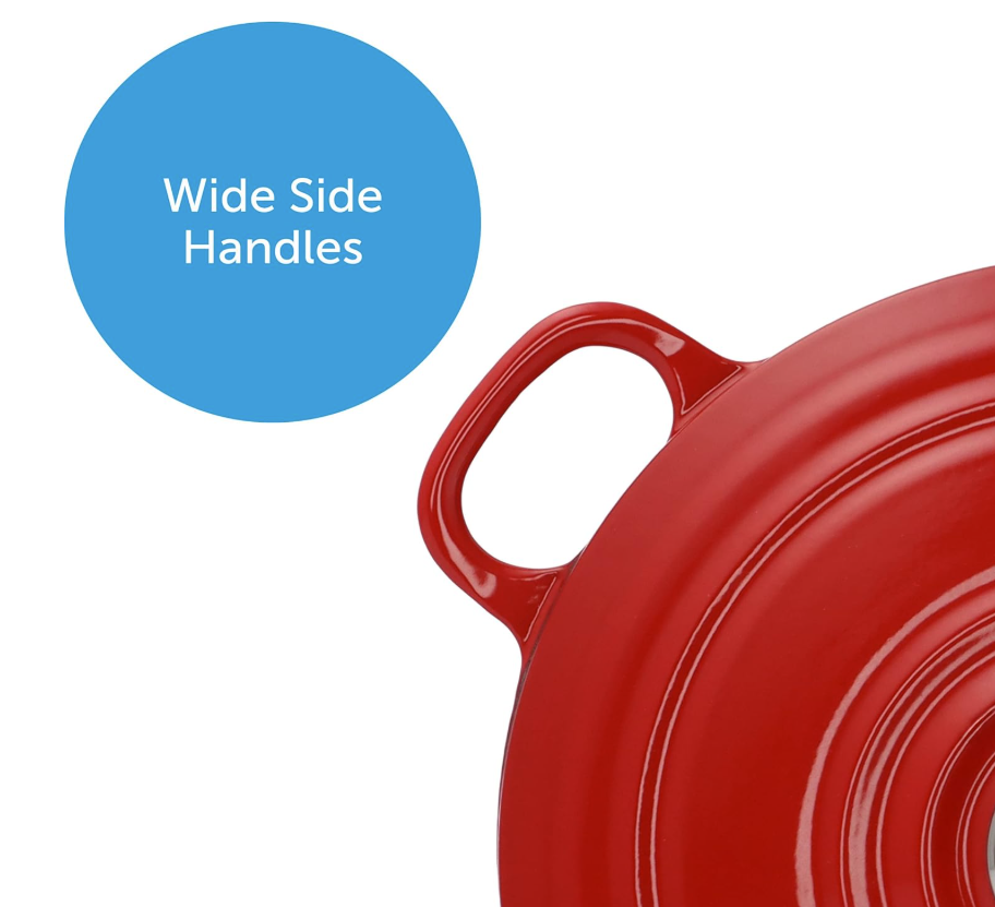 BK Bourgogne 7QT Enameled Cast Iron Dutch Oven surrounded by fresh ingredients for a delicious family dinner.