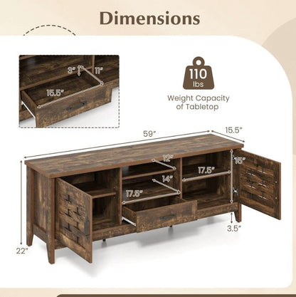 Combining rustic charm and functionality with the Rustic Farmhouse TV Stand.