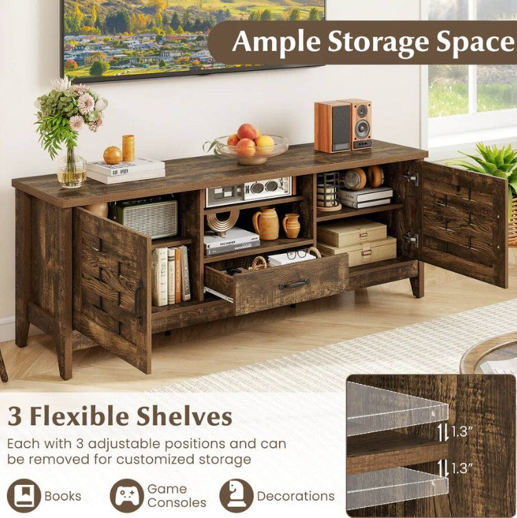 Functional design of the Rustic Farmhouse TV Stand in a styled living space.