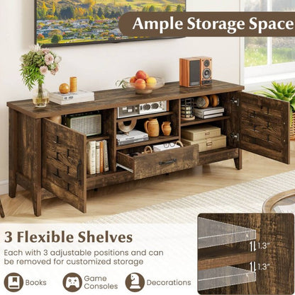 Functional design of the Rustic Farmhouse TV Stand in a styled living space.