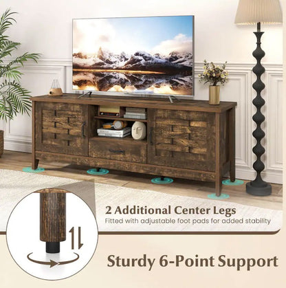 Rustic Farmhouse TV Stand paired with contemporary furnishings.