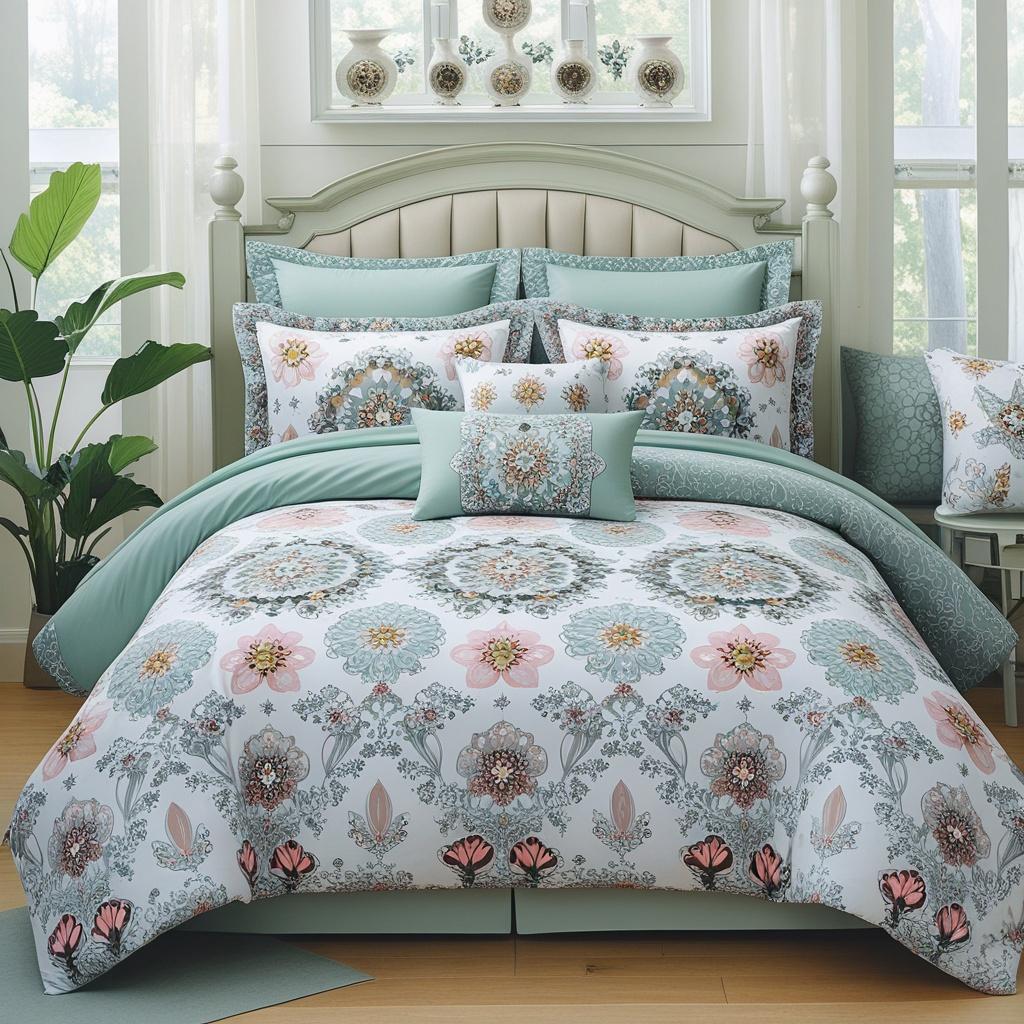 Stylish bedroom transformation featuring the Boho Floral Comforter Set bringing cozy, bohemian vibes to the space.