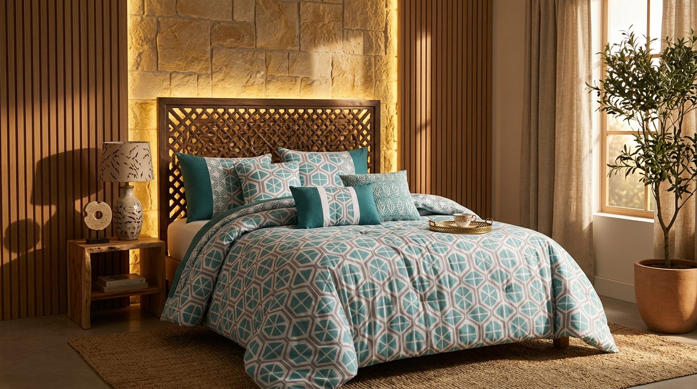 Queen/King Polyester 6-Piece Comforter Set featuring Green Floral design from HomelyOasis