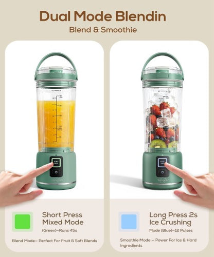 Portable 500ml USB Rechargeable Smoothie Maker with 6 Blades, 2 Modes & BPA-Free Travel Cup, cordless portable smoothie blender