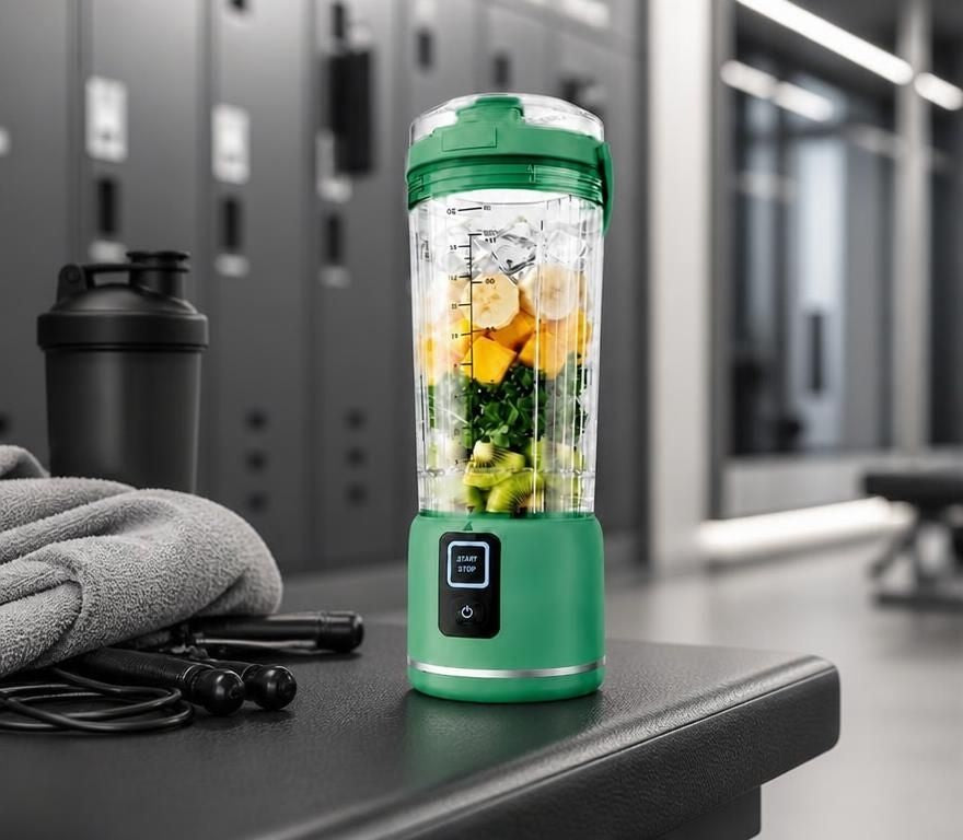 Portable 500ml USB Rechargeable Smoothie Maker with 6 Blades, 2 Modes & BPA-Free Travel Cup, portable smoothie blender for frozen fruit