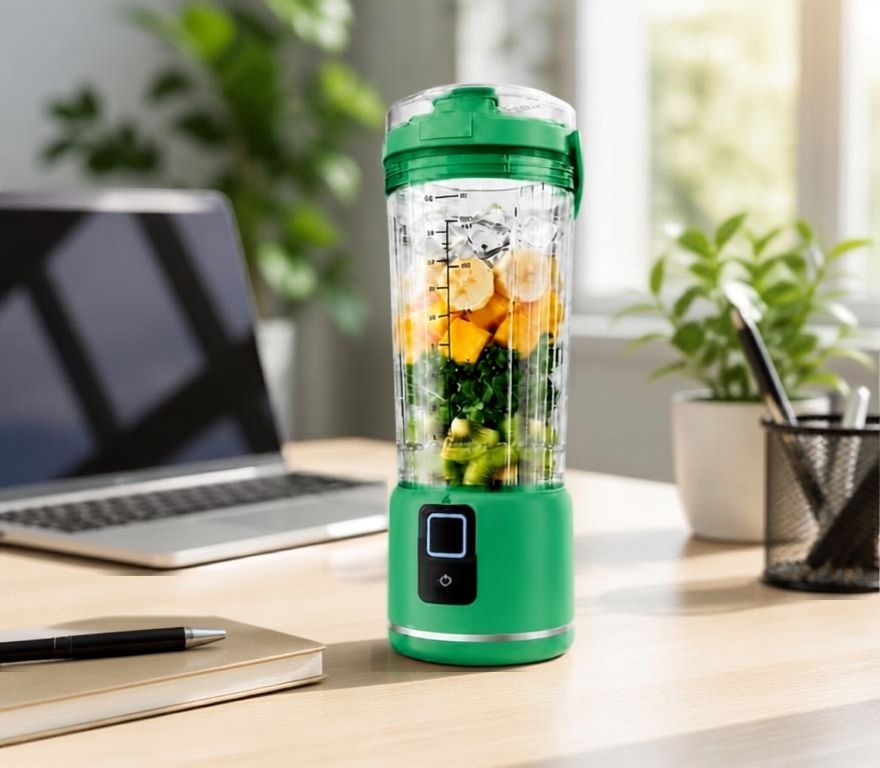 Portable 500ml USB Rechargeable Smoothie Maker with 6 Blades, 2 Modes & BPA-Free Travel Cup, portable smoothie blender with 2 blending modes