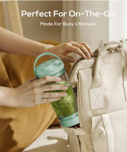 Portable 500ml USB Rechargeable Smoothie Maker with 6 Blades, 2 Modes & BPA-Free Travel Cup, portable smoothie blender with drink lid