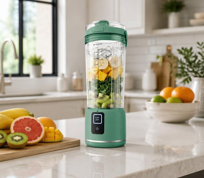 Portable 500ml USB Rechargeable Smoothie Maker with 6 Blades, 2 Modes & BPA-Free Travel Cup, portable smoothie blender front view