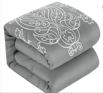 Stylish breakfast cushion included in the Queen King Microfiber 6-Piece Comforter Set, Silver Medallion.