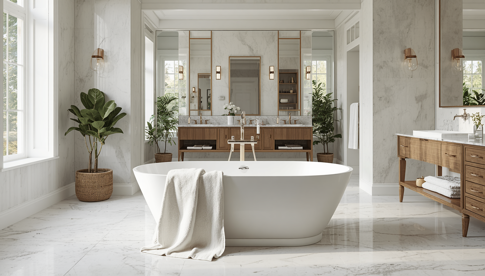 Ultra-Soft High-Absorbency Terry Bath Towel displayed with luxury bathroom decor, enhancing the aesthetic while emphasizing its high absorbency.
