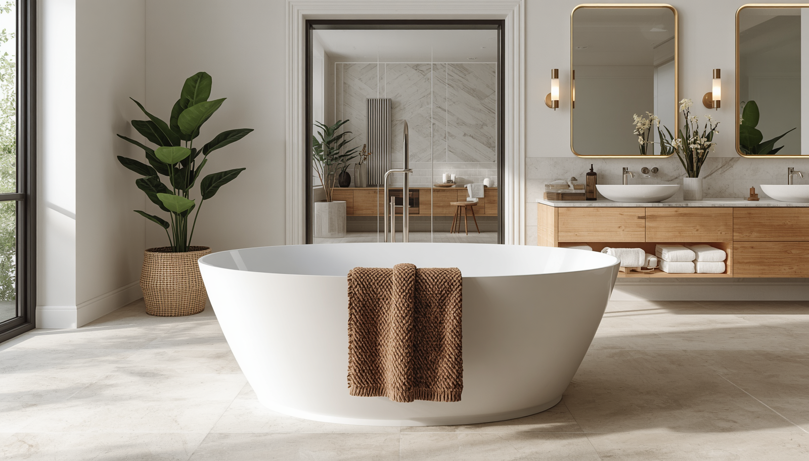 Beautiful arrangement of various colors of Ultra-Soft High-Absorbency Terry Bath Towels in a bathroom, showcasing their luxurious design and water absorbency.