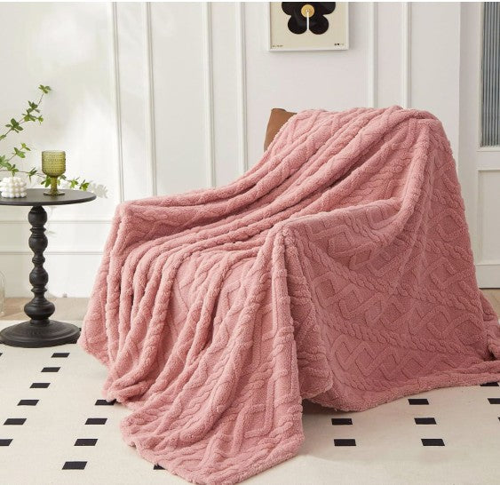 AEHOME Lamb Fleece Blanket - Anti-Pilling Fluffy Throw for Sofa and Bed - Gray/Pink, soft gray and pink Lamb fleece blanket product detail