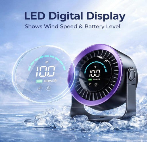 Refluxe Portable USB Desk Fan - 100 Speed Turbo Airflow Quiet Cooling - Purple compact lightweight design, portable desk fan