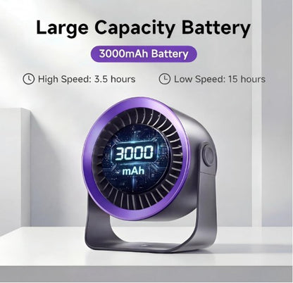 Refluxe Portable USB Desk Fan - 100 Speed Turbo Airflow Quiet Cooling - Purple for travel, camping, and dorm rooms, portable desk fan