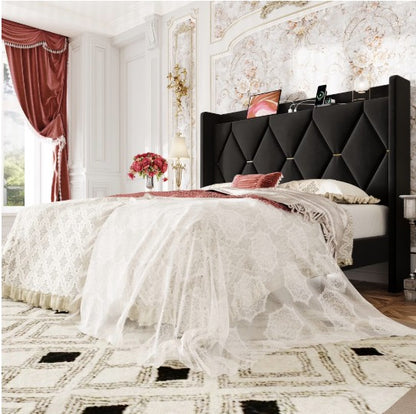 Luxury Velvet Wingback Bed Frame prominently featuring its wingback design and plush cushioning for ultimate comfort.