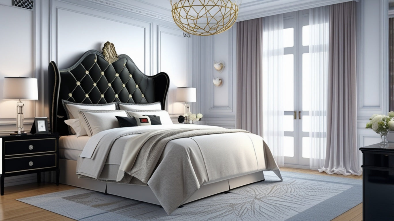 Detail view of the charging station on the Luxury Velvet Wingback Bed Frame, highlighting its smart design.