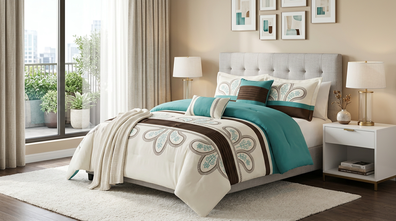 Comfortable Queen King Microfiber 6-Piece Comforter Set, ideal for all-season use.