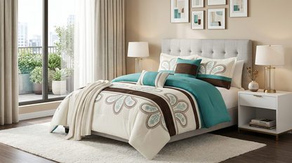 Comfortable Queen King Microfiber 6-Piece Comforter Set, ideal for all-season use.