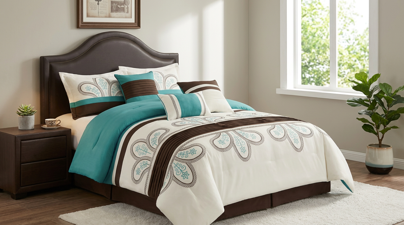 Overview of the versatile Queen King Comforter Set, enhancing bedroom decor with rich textures.