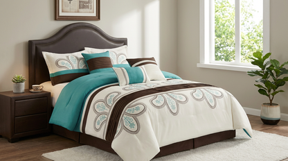 Overview of the versatile Queen King Comforter Set, enhancing bedroom decor with rich textures.