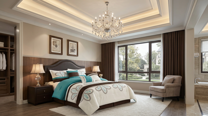 Queen King Comforter Set in embroidered paisley design, featuring soft beige and cream tones.
