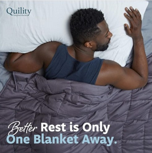 Quility 20 lb Queen Weighted Blanket, 60x80 Breathable Cotton Glass Bead Blanket for Adults, shown as a gray weighted blanket insert for queen bedding