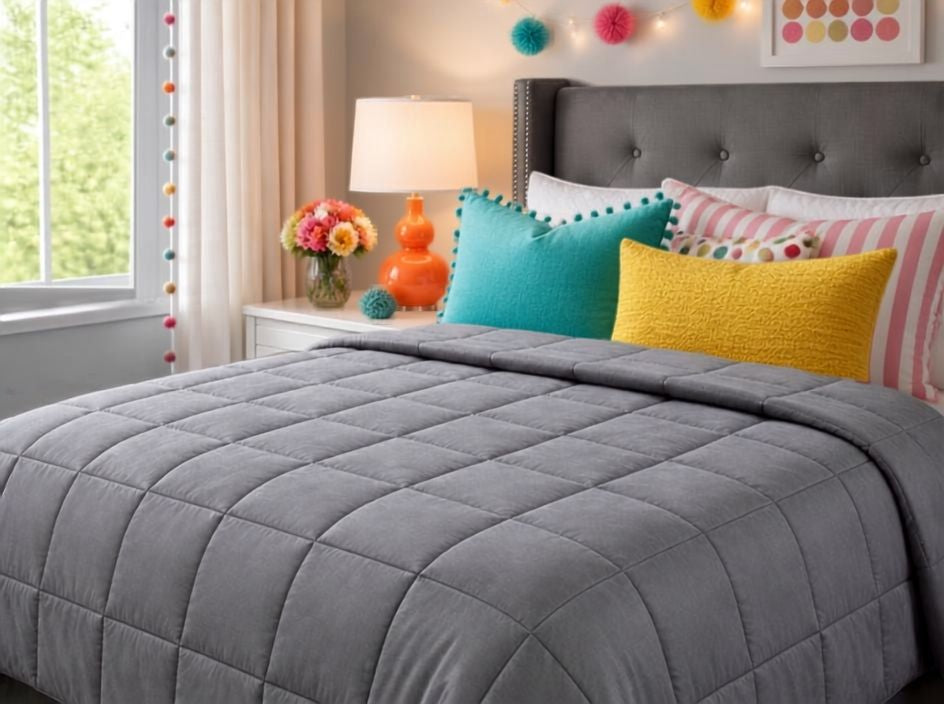 Quility 20 lb Queen Weighted Blanket, 60x80 Breathable Cotton Glass Bead Blanket for Adults, featuring breathable all-season comfort and balanced 20 lb weighted blanket pressure