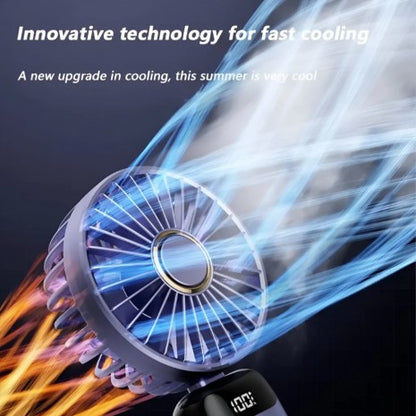 BreezeMate Rechargeable Handheld Mini Fan - LED Digital Display with 5 Speeds - Purple/White, rechargeable handheld fan for desk cooling